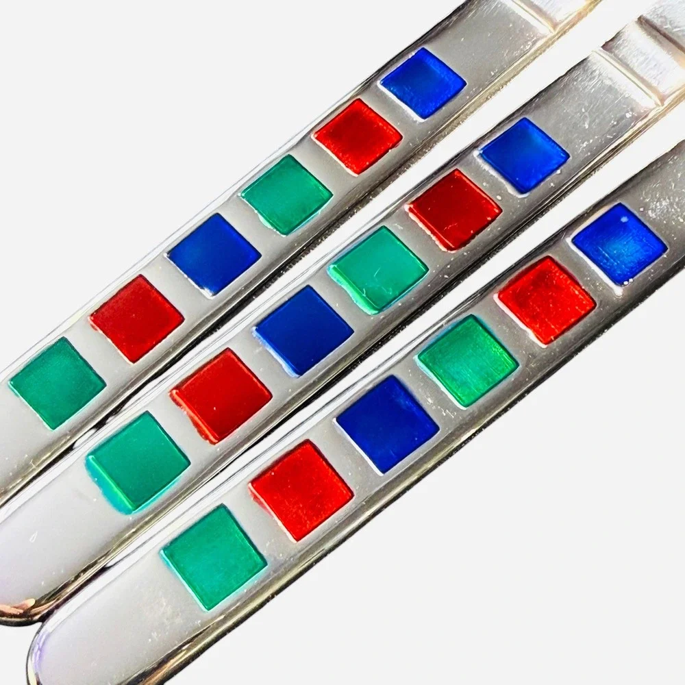 Vintage Fiesta Cambridge Celebration Rainbow Tile Stainless Flatware 6pc Lot